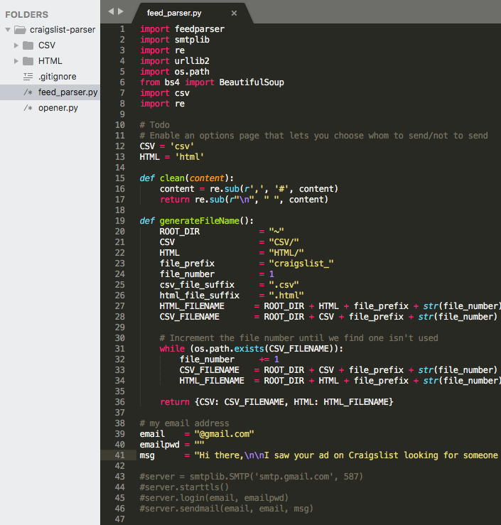 Code to parse the RSS feed